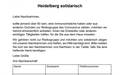 Nachbarschaftshilfe in schwierigen Zeiten